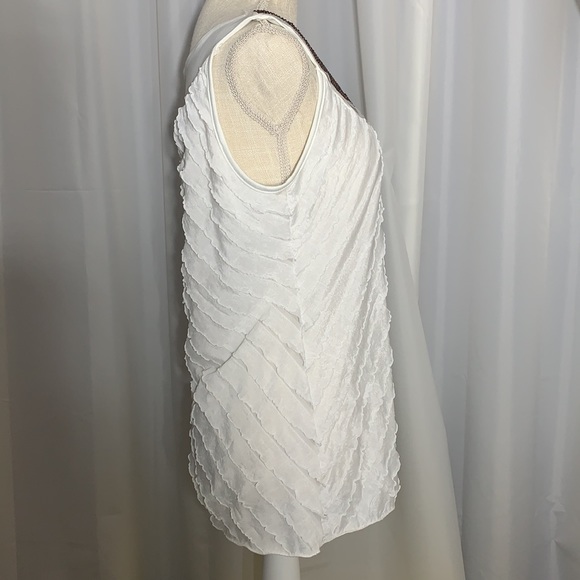 Like new! Ruffled Tank Top with Beaded Neckline - Picture 8 of 9
